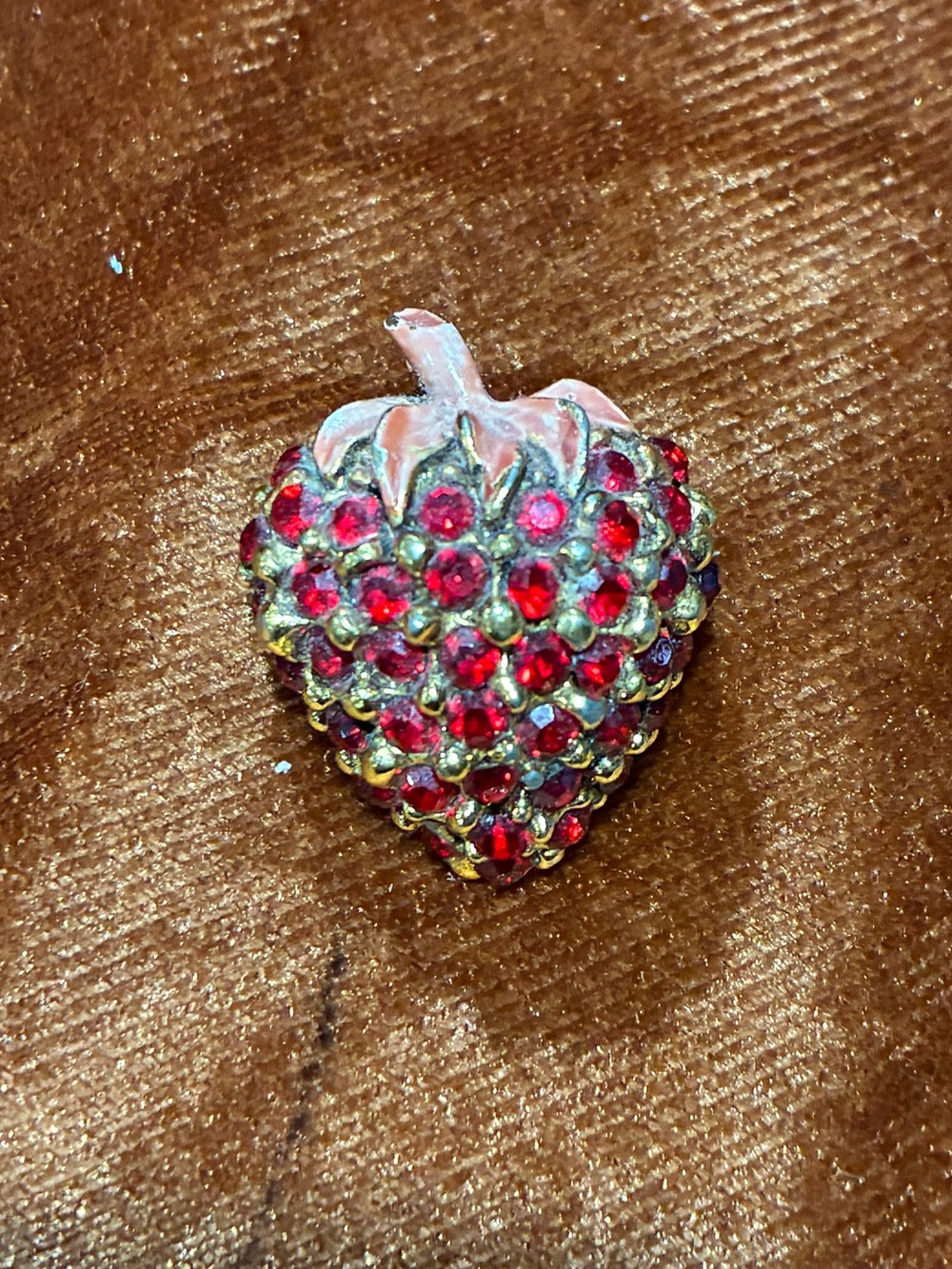 Vintage Rhinestone Strawberry Brooch